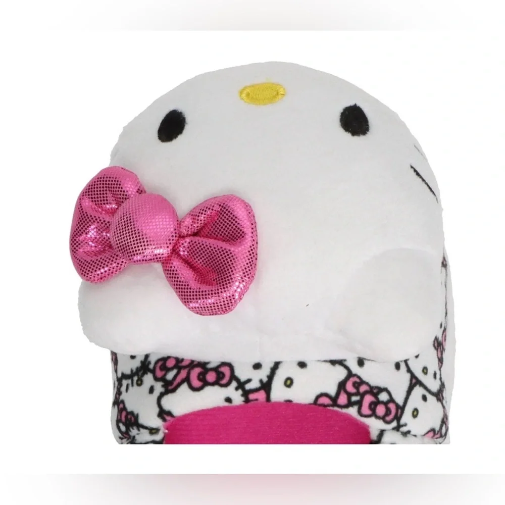 Hello Kitty White Plush Baby Slippers with Pink Bows